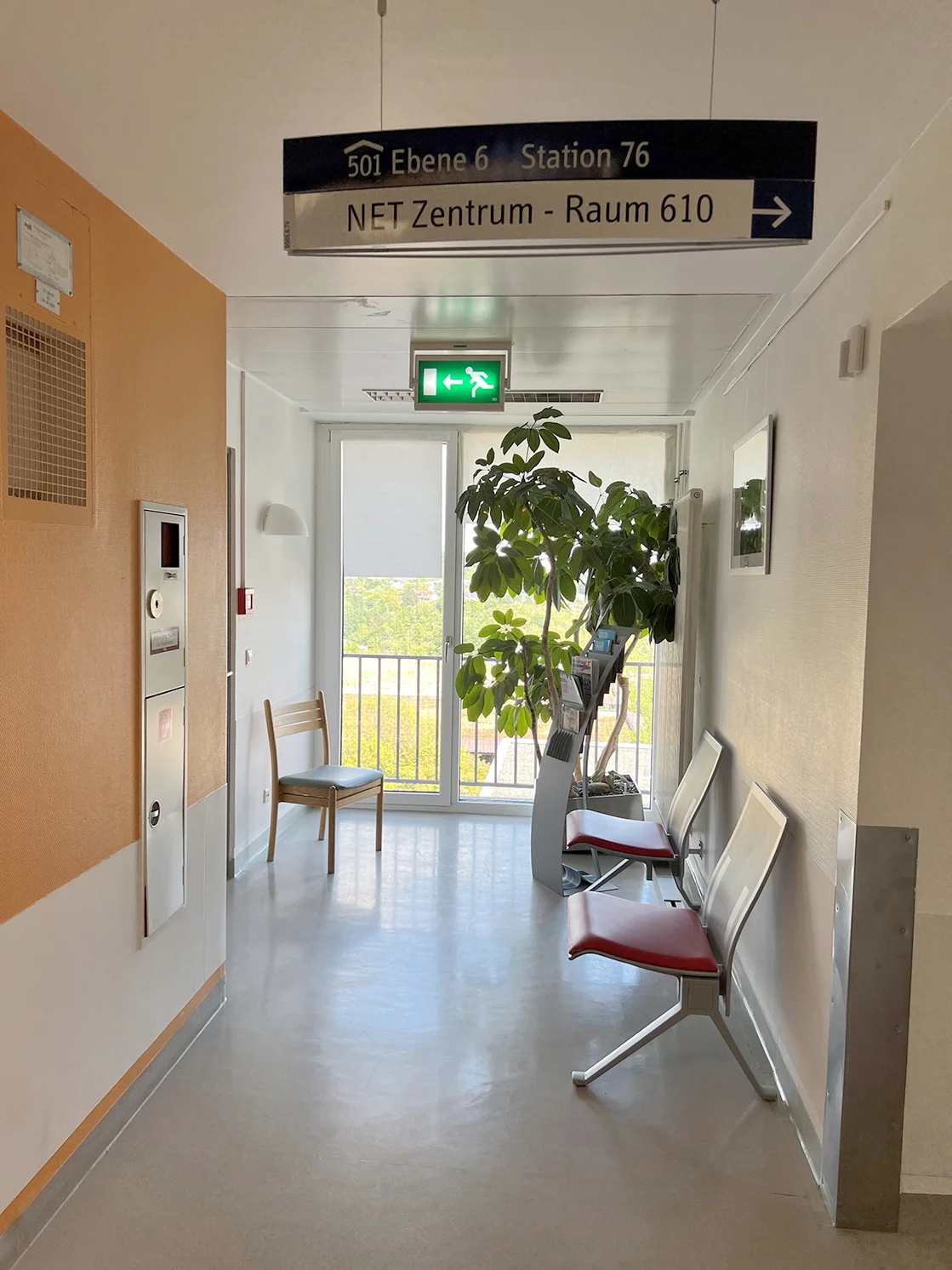 Station corridor with signage